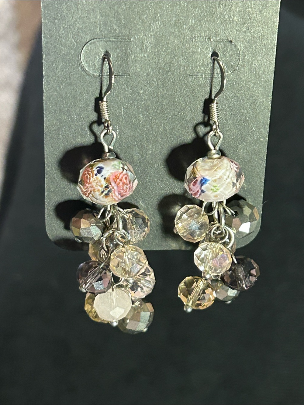 Vintage sweet Floral Bead and Crystal Cluster Earrings - Women Jewelry